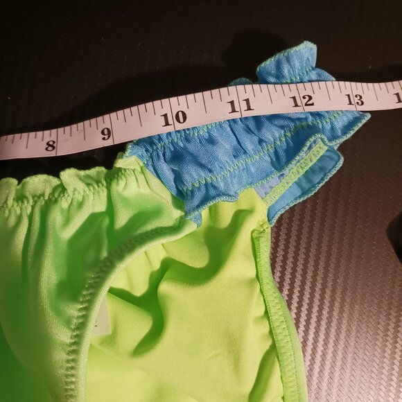 NEW Peixoto Ruffed Hipster Cheeky Bikini Swim Bottoms in Lime Green/Blue‎ Size L - Picture 13 of 14